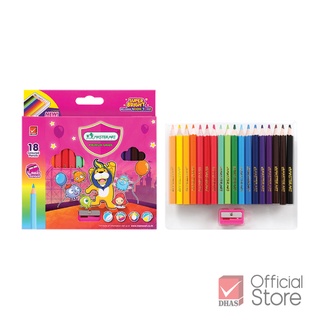 Master Art สีไม้ ดินสอสีไม้ แท่งสั้น 18 สี รุ่นซุปเปอร์ไบรท์ จำนวน 1 กล่อง