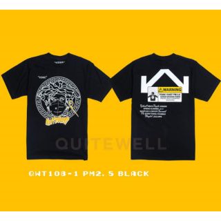 เสื้อยืดโอเวอร์ไซส์QWT108-1 PM2.5 BLACKS-3XL