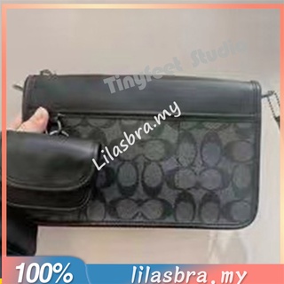 ✨ลิลี่ แคนาดา ช้อปปิ้ง✨ Coach C8141 เฮอริเทจ เปิดประทุน ไฮบริดผ้าใบผู้ชายกระเป๋าถือกระเป๋าสะพายไหล่
