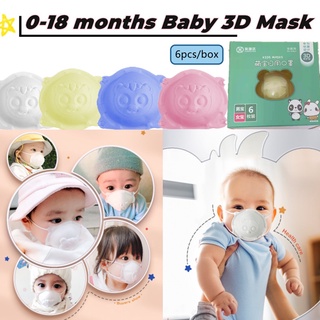 [1 กล่อง 6ชิ้น] 0-16 เดือน Baby 3D Kids Mask เบบี้ ทรีดี คิดส์ มาส์ก