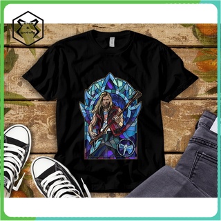 เสื้อยืด พิมพ์ลาย Marvel Thor Love And Thunder Thor Stained Glass Rocker สําหรับผู้ชาย