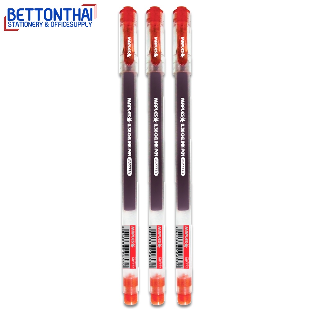 maples-777a-gel-ink-pen-ปากกาเจลหัวเพชร-ขนาดเส้น-0-38mm-แพค-12-แท่ง-หมึกดำ-8-แท่ง-หมึกแดง-4-แท่ง-ปากกา-ปากกาเจล-school