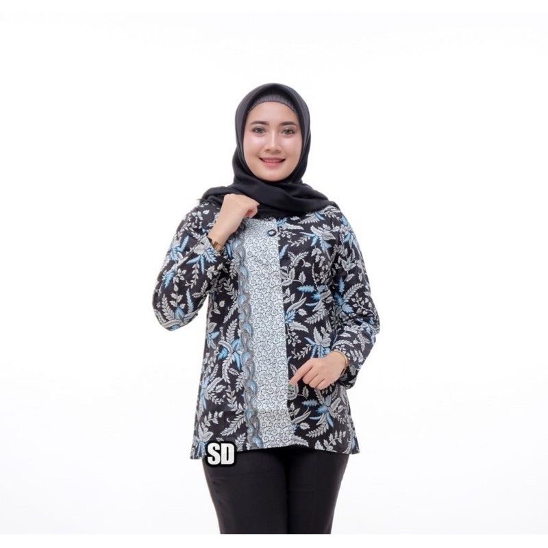 0batik-เสื้อเบลาส์-ผ้าบาติก-สไตล์โมเดิร์น-สําหรับผู้หญิง-serdadu-office-batik-sd-012-size-s-m-l-xl-xxl-3l-4l-5l