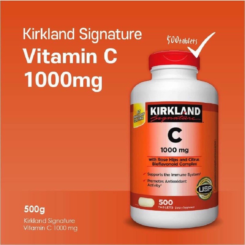 Kirkland Vitamin C 1000mg Rose Hips, 500 เม็ด Shopee Thailand