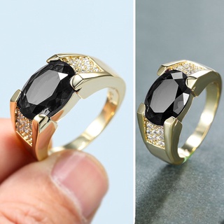 แหวนหมั้น ทอง 18k คริสตัลสีดํา เพชรพลอยไทเทเนียม เหล็ก ผู้ชาย ผู้หญิง เครื่องประดับแฟชั่น แหวนทอง