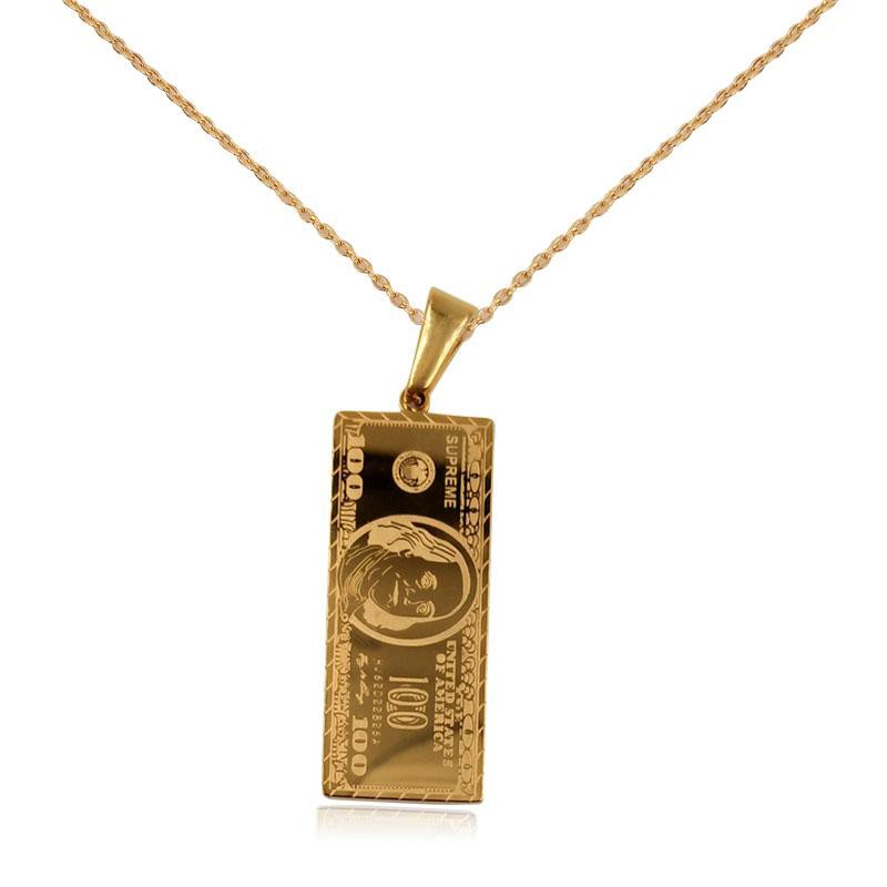 Supreme 100 Dollar Bill Gold Pendantネックレス