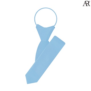 ANGELINO RUFOLO Zipper Tie 5 CM. (เนคไทสำเร็จรูป) ผ้าไหมทออิตาลี่คุณภาพเยี่ยม ดีไซน์ Woven Square สีฟ้า