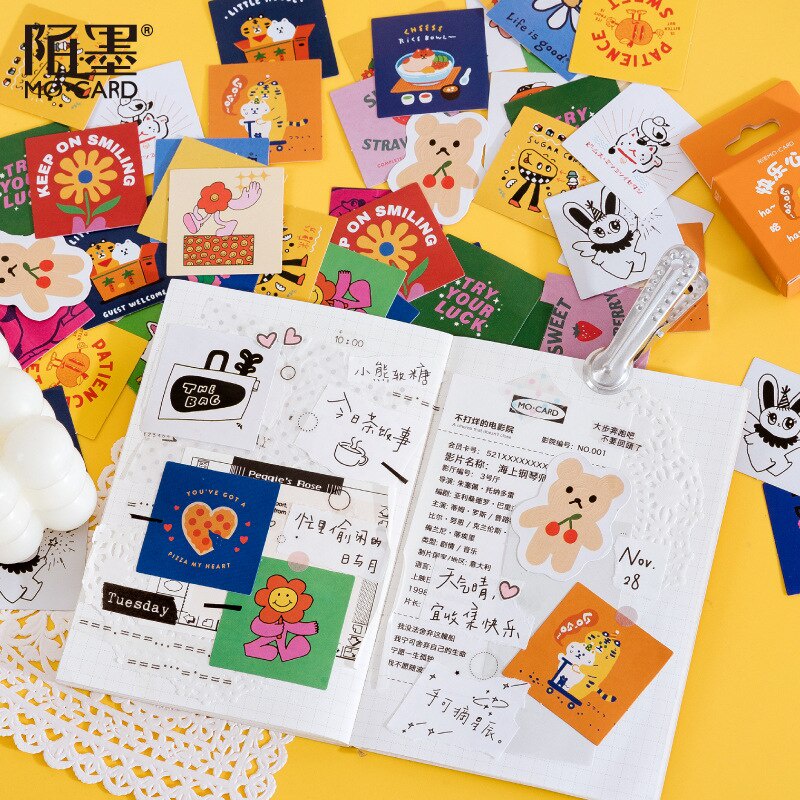 jianwu-สติกเกอร์-ลายการ์ตูน-kawaii-น่ารัก-หลากสี-สําหรับตกแต่งสมุดภาพ-เครื่องเขียน-46-ชิ้น