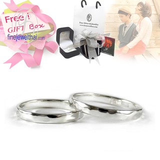 Finejewelthai แหวนคู่-แหวนเกลี้ยง-แหวนเงินแท้-แหวนแต่งงาน-Couple-Silver-Ring - Gift_set86