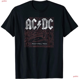 Tee เสื้อโอเวอร์ไซ เสื้อยืดผู้ชายและผู้หญิง AC/DC - Rock N Roll Train T-Shirt Short sleeve T-shirts