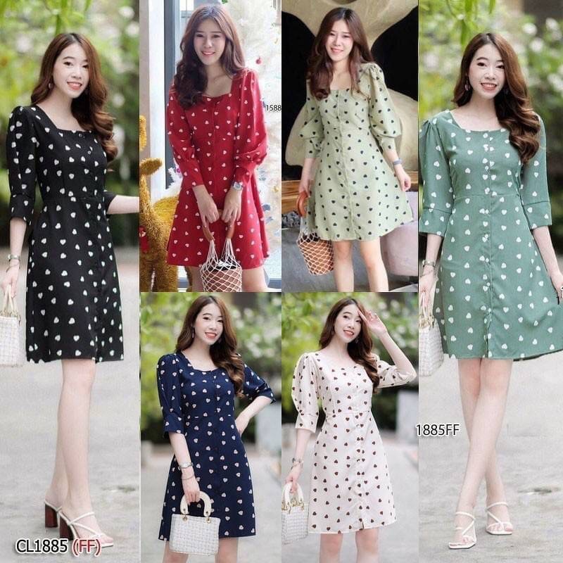 dress-เดรสสั้นติดกระดุมหน้า-ปลายแขนติดกระดุม