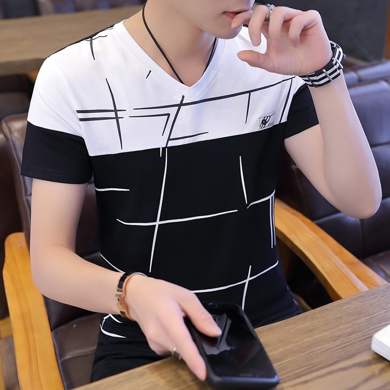 แขนสั้นชายvคอปกtเสื้อยืดแนวโน้มบุคลิกภาพเสื้อผู้ชายความเห็นอกเห็นใจ2021ฤดูร้อนเสื้อผ้าครึ่งแขนใหม่