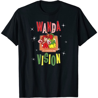 เสื้อยืดโอเวอร์ไซส์เสื้อยืด พิมพ์ลาย Marvel Wanda &amp; Vision สไตล์เรโทรS-3XL