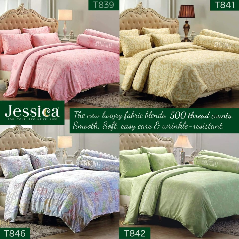 bedcd99ลด99-jessica-ทอ-500-เส้นด้าย-ผ้าปูที่นอน-ผ้านวม-รุ่น-microfiber-t-jessica-เรียบหรู-ชุดเครื่องนอน-เจสสิก้า