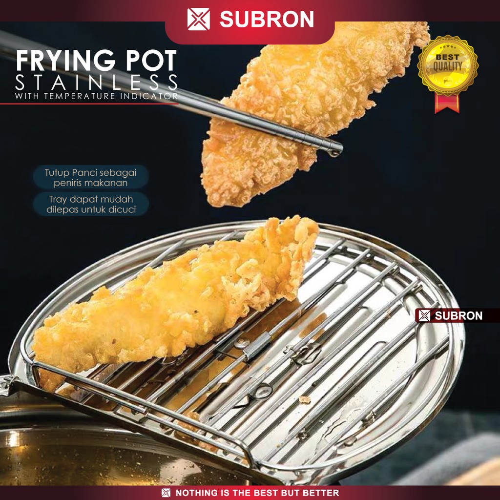 SUBRON หม้อทอด 2.2L กระทะสแตนเลสกุ้ง Tempura อุณหภูมิ Induction เครื่อง ...