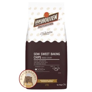 (แวนชิพส์) แวนฮูเต็น เซมิ ดาร์คชิพส์ Van Houten Semi Sweet Baking Chips 1Kg