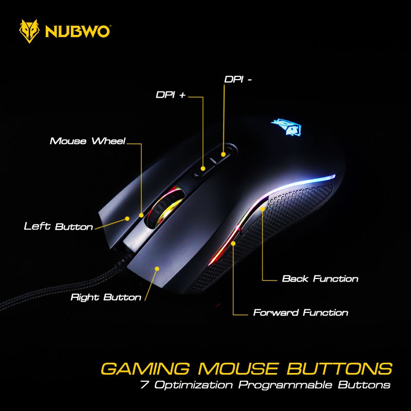 ภาพสินค้าเมาส์เกมมิ่ง Nubwo NM-89M เมาส์เกมมิ่ง มาโคร LED มี 4สี ดำ,ขาว,เทา,ชมพู รับประกันศูนย์ 1ปี จากร้าน it_family บน Shopee ภาพที่ 1