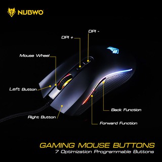 ภาพขนาดย่อของภาพหน้าปกสินค้าNUBWO NM-89M PLESIOS Mouse MACRO เมาส์เกมส์มิ่ง เมาส์เล่นเกม มีสาย มีไฟ RGB ปรับ DPI ได้ จากร้าน nubwo_officialshop บน Shopee