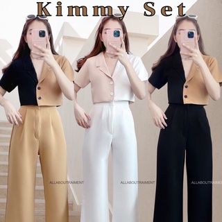 KIMMY SET ใส่โค้ดALLABU10ลดเหลือ535 เซทเสื้อกางเกงขายาว เสื้อคอปกทูโทนแมชสีมาแบบลงตัวมากๆ