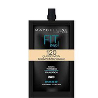 Maybelline FIT ME Matte+Poreless Liquid Foundation เมเบอลีนนิวยอร์ก ฟิตมี แมท+พอร์เลส #120 Classic Ivory แบบซองขนาด5กรัม