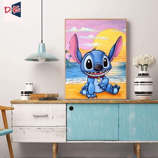 ภาพวาดสีน้ํามัน ตามตัวเลข ลายการ์ตูนดิสนีย์ Lilo Stitch Nani พร้อมกรอบรูป สําหรับเด็ก Diy