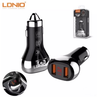 LDNIO C2 QC3.0 ฟาสชาร์จ ที่ชาร์จในรถ 2 USB LED แสดงสถานะชาร์จ หัวชาร์จในรถยนต์