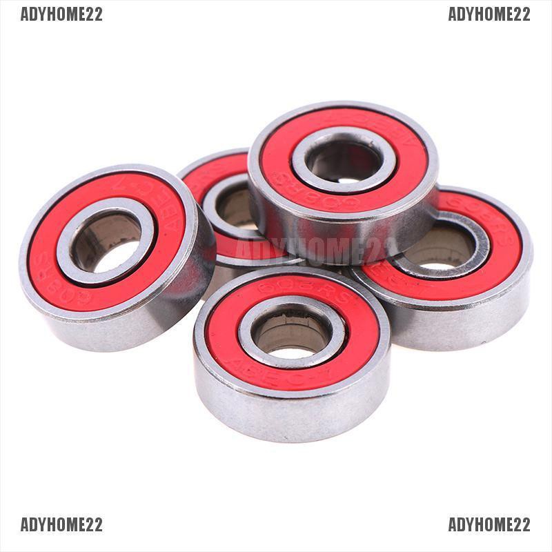 adyhome22-abec-7-608rs-ตลับลูกปืนซีล-สีแดง-สําหรับสเก็ตบอร์ด-5-ชิ้น