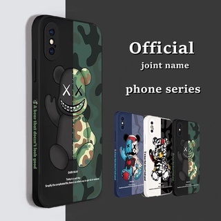 เคสโทรศัพท์มือถือ ซิลิโคน กันรอยกล้อง ลายหมีโหด สีพื้น สําหรับ Oppo A16 A54 A5S A3S A12 A53 A31 A5 A9 2020 A15S A92 A15 A52 Reno5 A12E