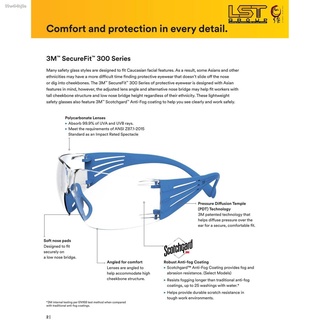 แว่นตา♀✥3M SF300 series (SF301 SG /SF302 SG) แว่นเซฟตี้ แว่นนิรภัย Secure Fit เคลือบ Scotchgard ป้องกันฝ้า