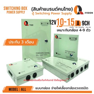 ภาพหน้าปกสินค้าตู้ Switching Power Supply 12V 10A และ 15 A  Q-Vision ของแท้100% ฝาปิด+กุญแจ จ่ายไฟ กล้อง CCTV ที่เกี่ยวข้อง