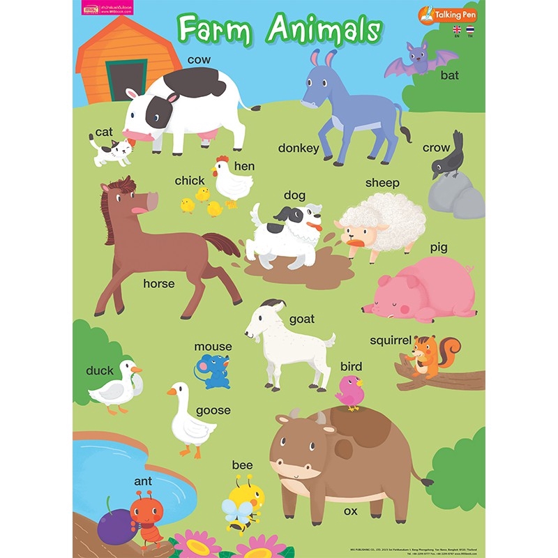 ภาพหน้าปกสินค้าMISBOOK โปสเตอร์พลาสติก Farm Animals (ใช้กับ Talking Pen)
