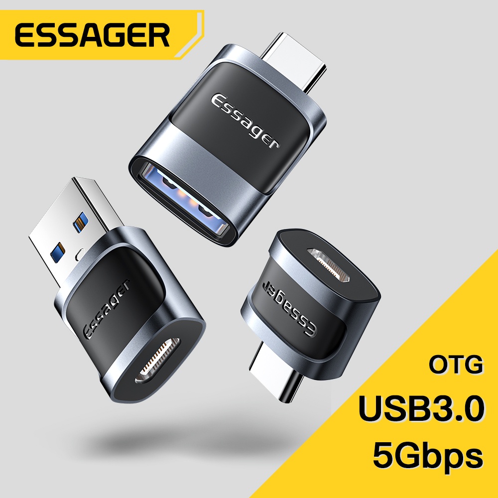 ภาพหน้าปกสินค้าEssager ตัวแปลง USB เป็น Type C Mirco เป็น Type C Type C เป็น USB OTG Type C ABS สําหรับคอมพิวเตอร์ Android Premium