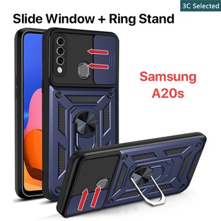 เคส Samsung A20S A10S A20 A30 A30S A50 A50S หน้าต่างบานเลื่อน การป้องกันกล้อง ขาตั้งแหวนโลหะ เคสแข็ง Samsung A20S เคส Samsung A30 เคส Samsung A30S เคส Samsung A50 เคส Samsung A50S เคส Samsung A10S เคส