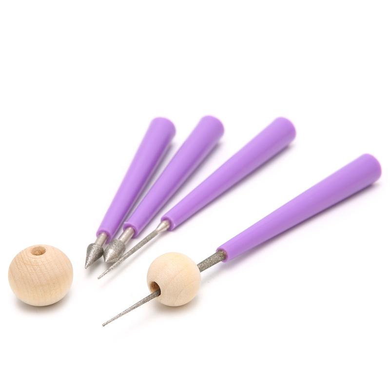 ❤4pc Diamond Pearl Glass Burr Beading Hole Enlarger Tool DIY