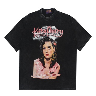 HOT SALINGเสื้อยืดผ้าฝ้ายเสื้อยืด พิมพ์ลาย Soubi MUSIC ARTIST KATY PERRY โอเวอร์ไซซ์ สีกรด S-5XL