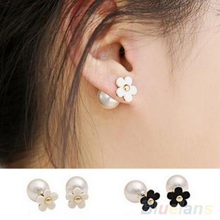  Faux Pearls Gold Plated Ear Studs ต่างหูแบบติดหู Jewelry