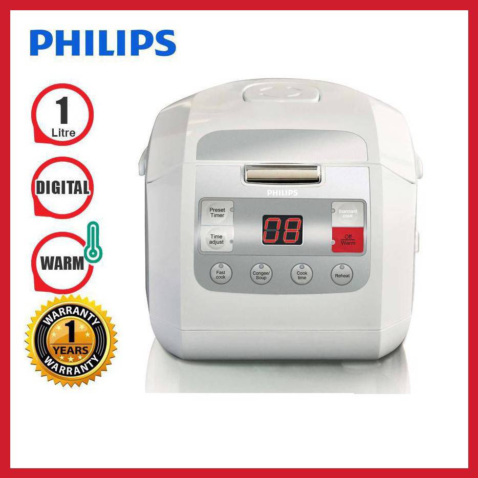 Philips หม้อหุงข้าวดิจิตอล ความจุ1.0 ลิตร รุ่น HD3030 (White) รับประกัน ...