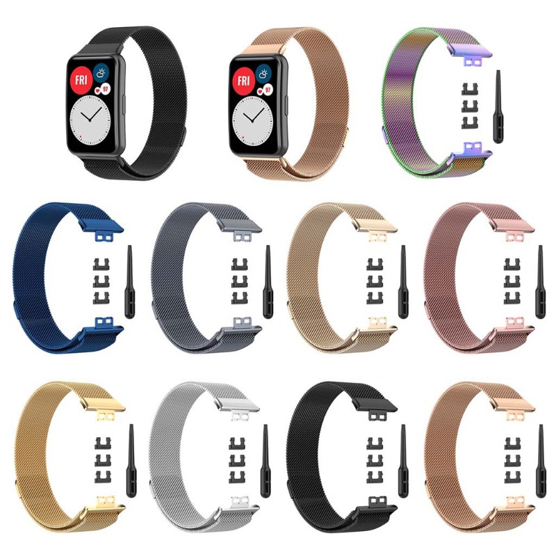 ภาพหน้าปกสินค้าสายนาฬิกาข้อมือ สเตนเลสแม่เหล็ก สําหรับ Huawei Watch Fit