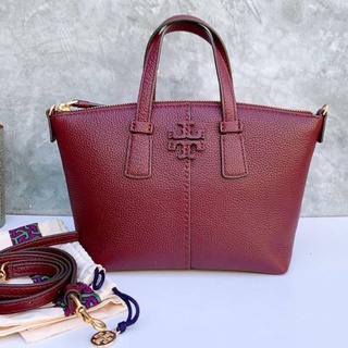 🎀 (สด-ผ่อน) กระเป๋าสีแดง Claret งาน SHOP 74850 TORYBURCH MCGRAW MINI TOP-ZIP SATCHEL