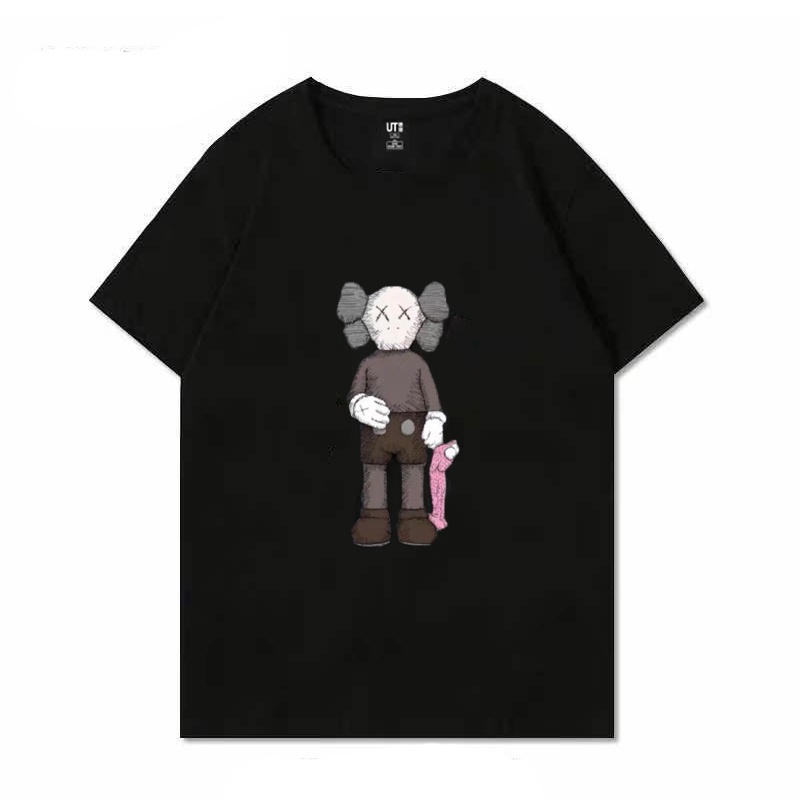 t-shirt-kaws-uniqlo-sesame-street-third-round-เสื้อยืดลําลองสําหรับผู้ชายผู้หญิงผ้าฝ้ายแขนสั้นคอกลมพิมพ์ลายs-5xl