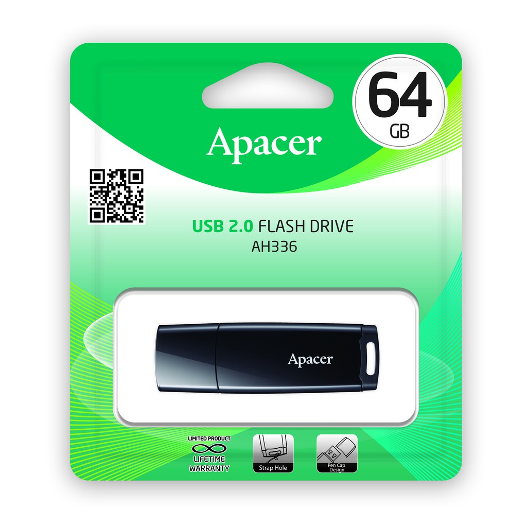 ภาพหน้าปกสินค้าApacer AH336 USB2.0 แฟลชไดร์ฟ 64GB สีดำ (Apacer AP64GAH336B-1)