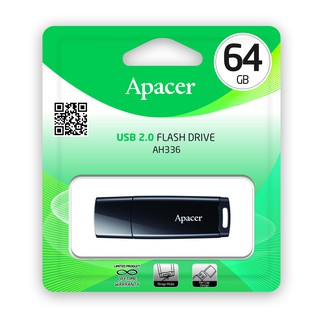 ภาพขนาดย่อของสินค้าApacer AH336 USB2.0 แฟลชไดร์ฟ 64GB สีดำ (Apacer AP64GAH336B-1)