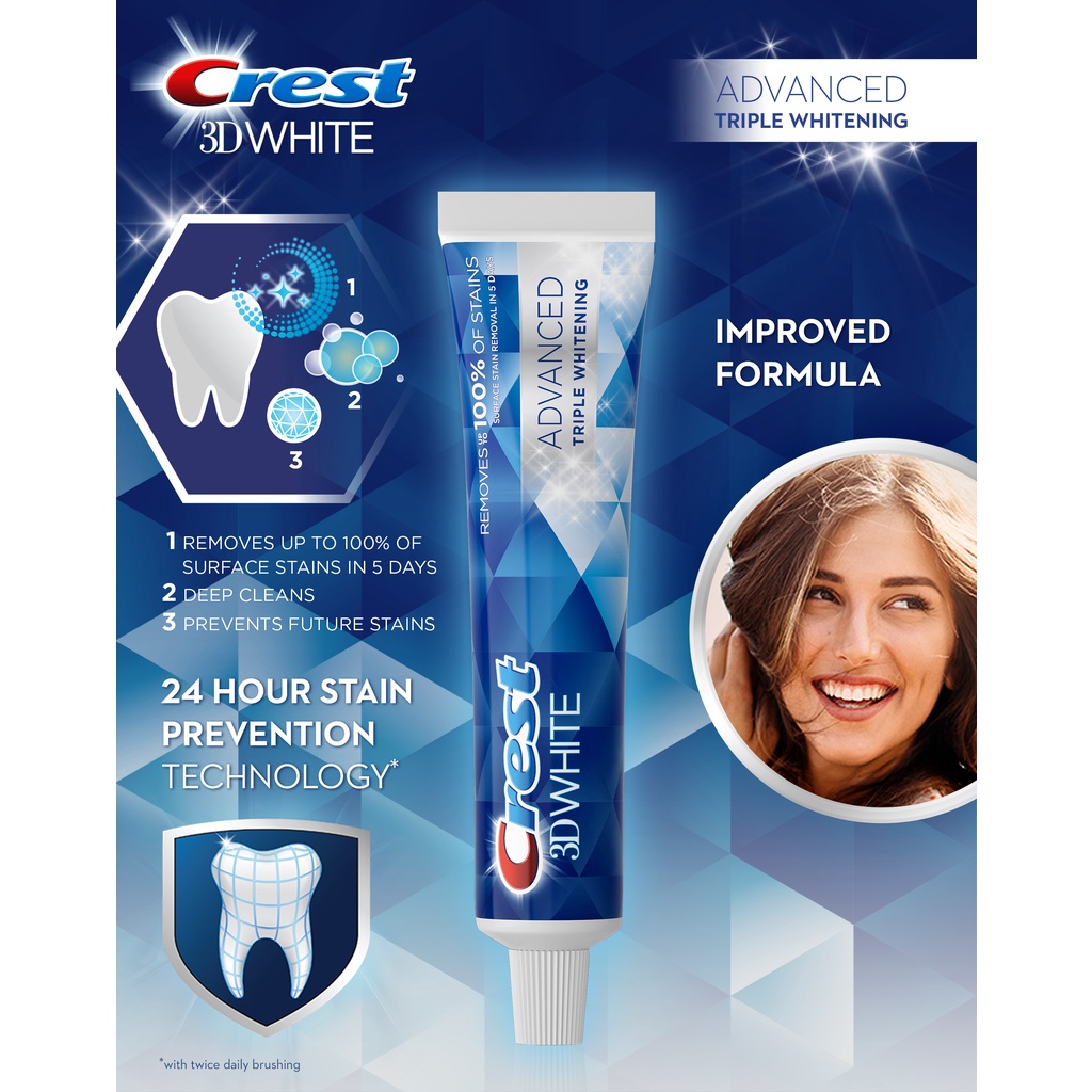 พร้อมส่งที่ไทย-crest-advanced-triple-whitening-toothpaste-158-กรัม-นำเข้า-ของแท้
