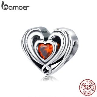 BAMOER Heart in Heart Fashion Charm 925 Sterling Silver
