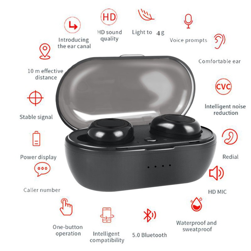 ภาพสินค้าหูฟังบลูทูธไร้สาย TWS Bluetooth 5.0 Earbuds Bass Stereo Sound หูฟังกีฬา หูฟังออกกำลังกาย เปิดและเชื่อมต่ออัตโน จากร้าน smart_mate บน Shopee ภาพที่ 5
