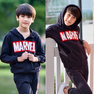 Marvel boy Jacket Flock Print  - เสื้อแจ็คเก็ตเด็ก โลโก้มาร์เวล พิมพ์กำมะหยี่ สินค้าลิขสิทธ์แท้100% characters studio