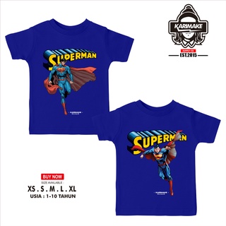 ROUND คอลูกเรือเสื้อยืด พิมพ์ลายซูเปอร์ฮีโร่ Karimake SUPERMAN สําหรับเด็ก-4XL