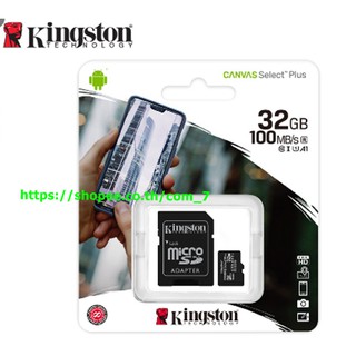 Kingston 32GB Canvas Select Plus MicroSDHC Class 10 100 MB/s Read Memory Card + SD Adapter(แท้)