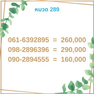 เบอร์มงคล 289 เบอร์มังกร เบอร์จำง่าย เบอร์รวย เบอร์เฮง ราคาถูก ราคาไม่แพง