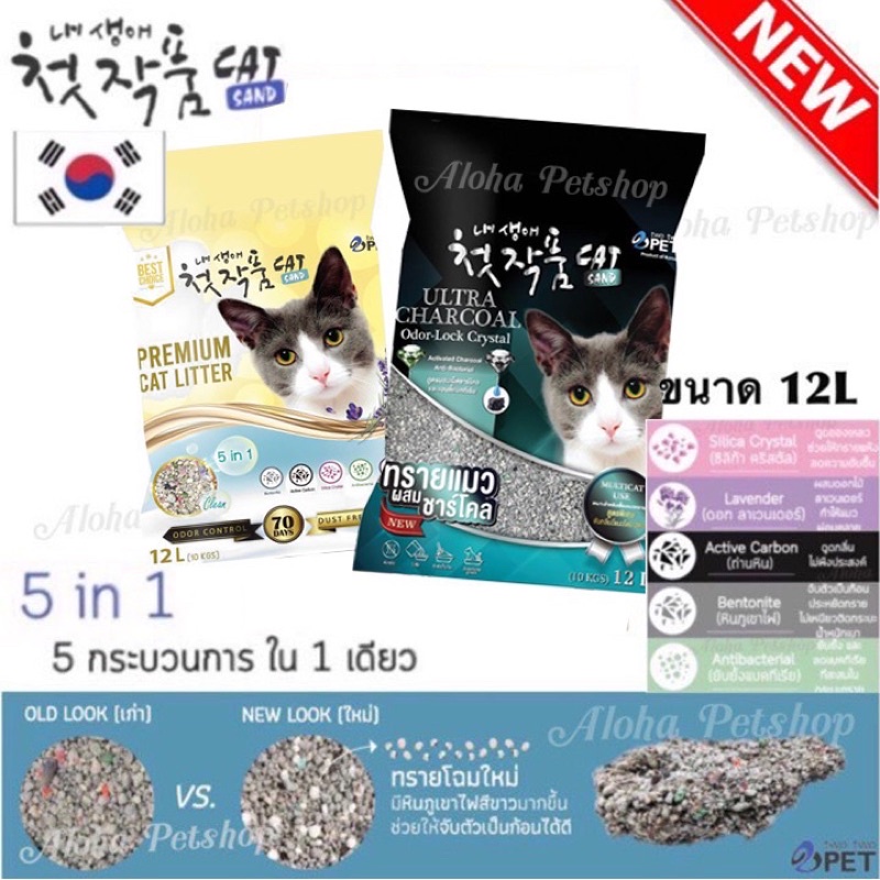 ภาพหน้าปกสินค้าTwo Two ทรายแมว ทรายเกาหลี ขนาด 12L (ไม่เกิน 2ถุง/ออเดอร์)ทรายแมวอนามัย 5 in 1 ️ชนิดจับตัวเป็นก้อน ทรายแมวเกาหลี ทราย